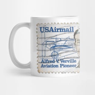 US Airmail Alfred V Verville Aviation Pioneer Stamp 1980s Mug